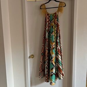 Long dress with feathers